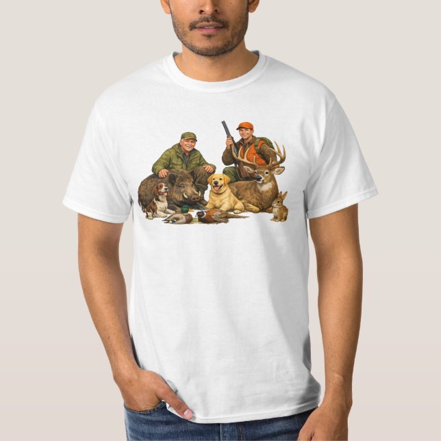 Camiseta Troféus de caça com cães presente para caçador ao  (Frente)