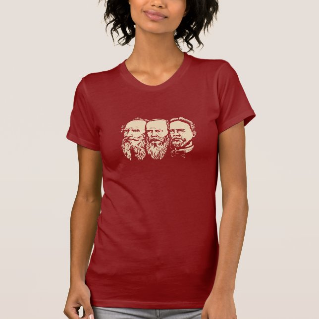 Camiseta Troika russa: Tolstoy, Dostoevsky, Chekhov (Frente)