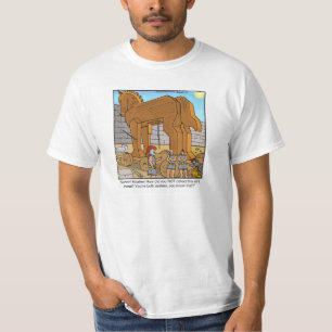 Camiseta Trojan Horse engraçado da T-camisa dos desenhos