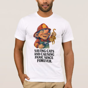 Camiseta Troll de bombeiro - Salvando gatos e causando pâni