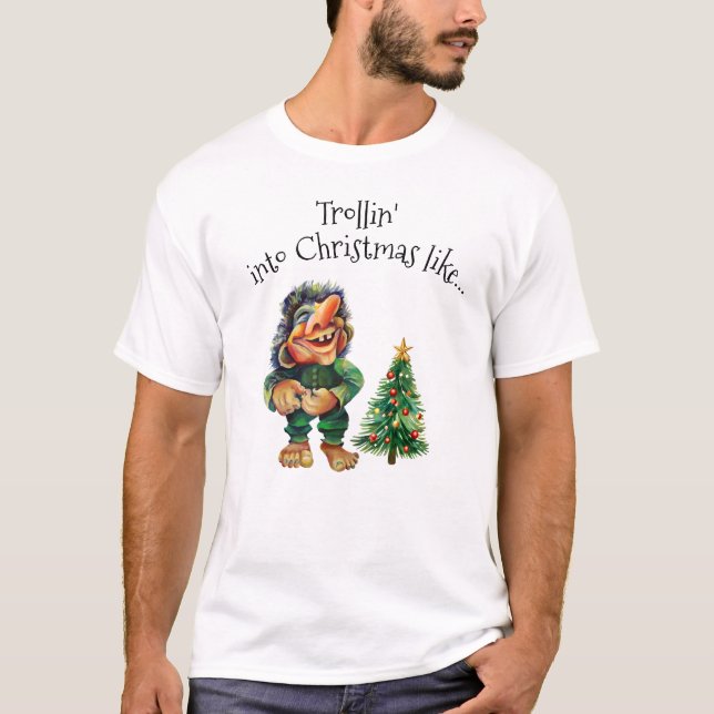 Camiseta Troll de Natal barato e Delícia de Árvore (Frente)