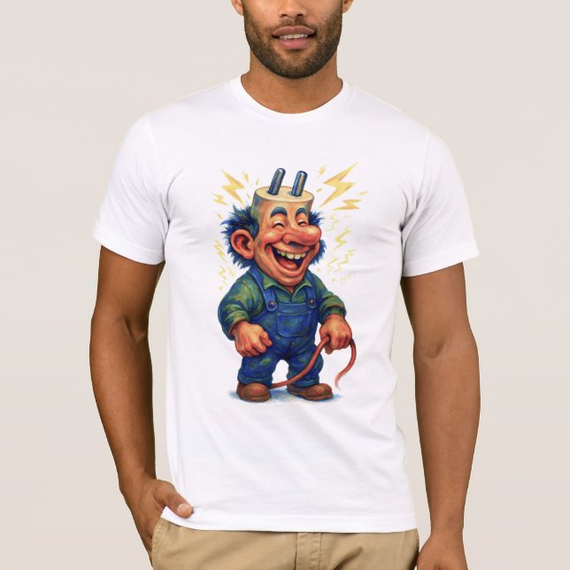 Camiseta Troll eletricista - Humor chocante para o Power Lo (Frente)