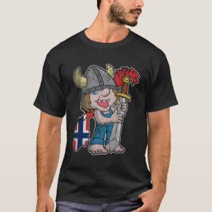Camiseta Troll Norueguês Bandeira Norge Afetado