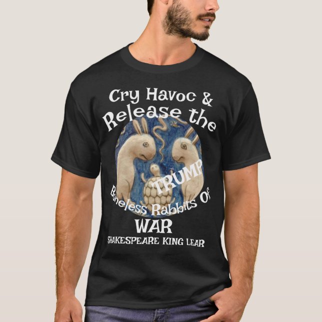 Camiseta Trombeta Chora Devastação Libera Coelhos Sem Osso  (Frente)