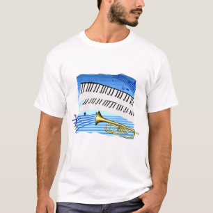 Camiseta Trombeta e teclado, música azul do gráfico do te