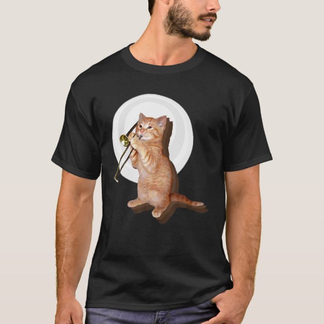 Camiseta Trombone Cat Engraçado (Frente)