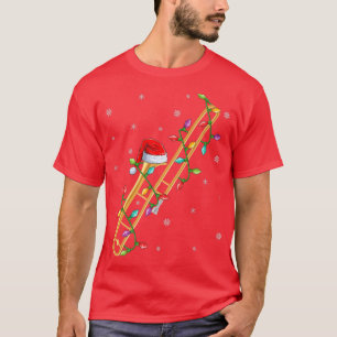 Camiseta Trombone Music Lover Xmas Lights Papais noeis Trom