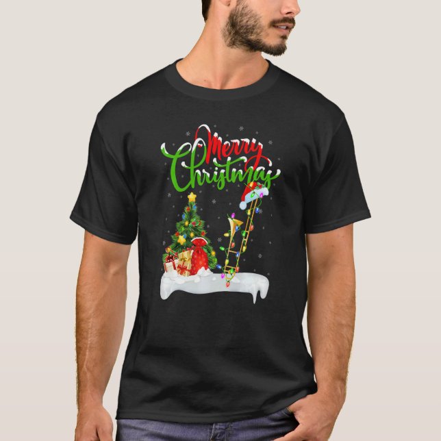 Camiseta Trombone Music  Xmas Decorations Trombone Christma (Frente)