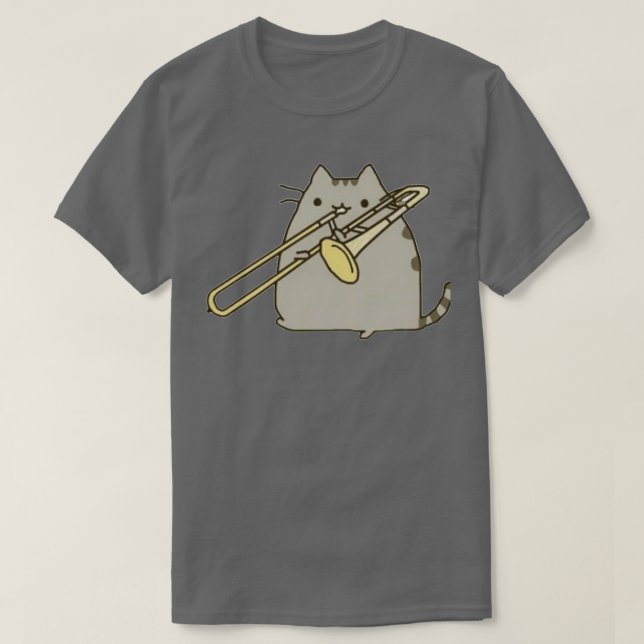 Camiseta Trombone saxofone de gato  (Frente do Design)