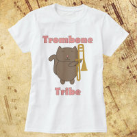 Trombone Tribe Gato Marrom Fofo Engraçado Rosa