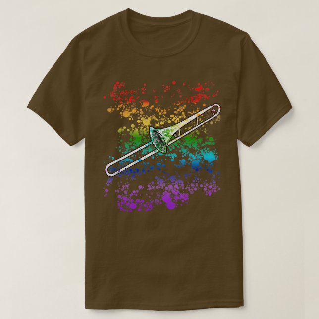 Camiseta Trombone Trombone Rainbow Colors Trombonist Brass  (Frente do Design)