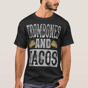 Camiseta Trombones e Tacos Banda de Taco Engraçada Desgasta