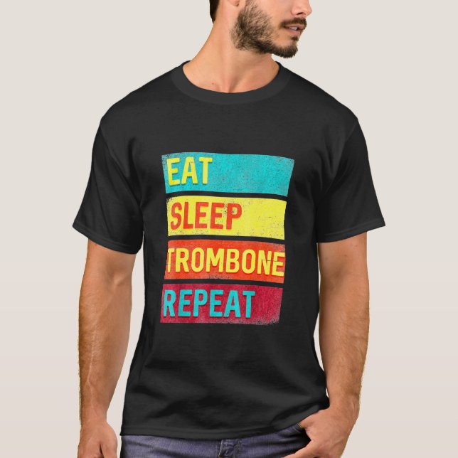 Camiseta Trombonista comendo trombone de sono Repetir (Frente)