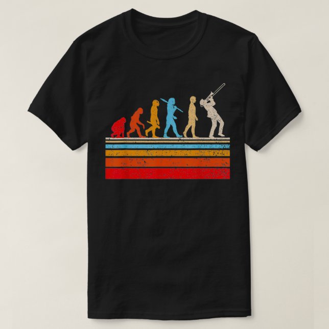 Camiseta Trombonista Evolucionista Jogador de Trombone Jazz (Frente do Design)