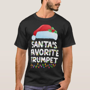 Camiseta Trompet Music Lover Lighting Santa Hat Trumpet Chr