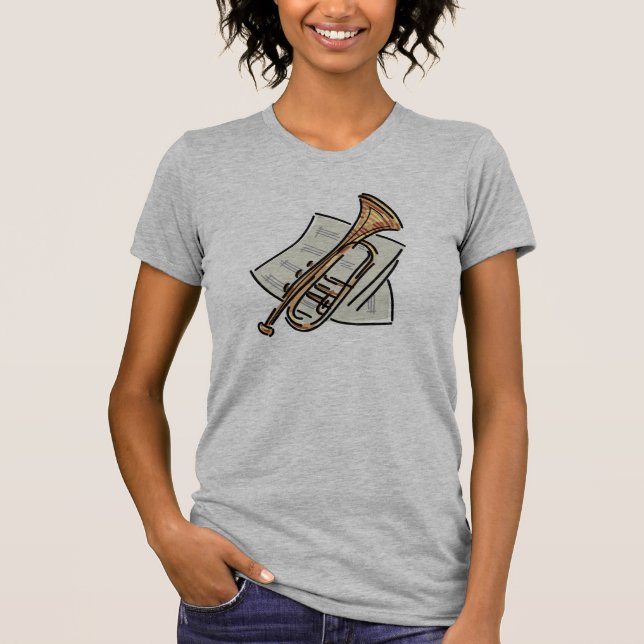 Camiseta trompete e partitura (Frente)