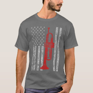 Camiseta Trompete EUA Bandeira Americana Música Jazz Engraç