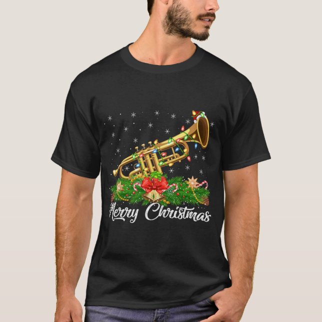Camiseta Trompete Music Lover Matando Santa Hat Trumpet Chr (Frente)