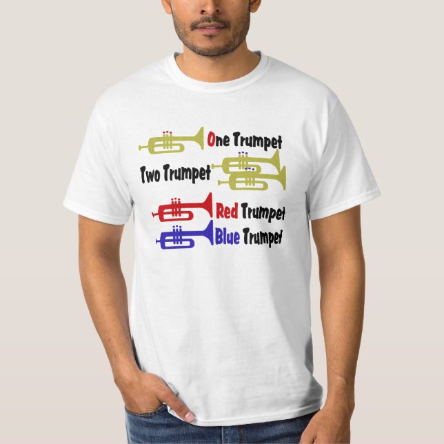Camiseta Trompete Vermelho Azul (Frente)