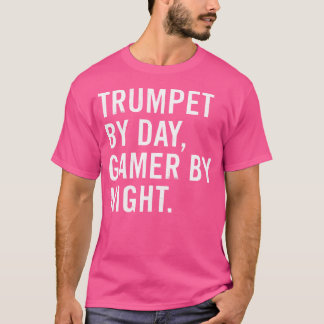 Camiseta Trompetista de Dia, Gamer à Noite 	 - Kid adulto u