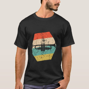 Camiseta Trompetista de Hexágono Envelhecido Retro Trompete