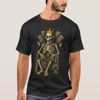 Camiseta Trono de Jogador Rei Esqueleto Humor Video Games P