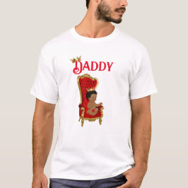 Camiseta Trono Príncipe Vermelho Dourado Bebê Menino Afro-A