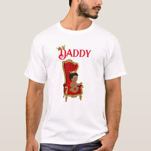 Camiseta Trono Príncipe Vermelho Dourado Bebê Menino Afro-A