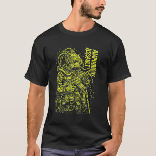 Camiseta Tropa de Assalto Anfíbio Arte de Combate no Mar Pr