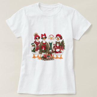 Camiseta Tropa de Ganso de Natal Roupa de Gansos Brancos Fo