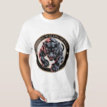 Camiseta Tropang Walang Iwanan Black Panther Fierce Mascot<br><div class="desc">Project a message of unshakeable loyalty and power with this "Tropang Walang Iwanan" Black Panther emblem. This professional-grade illustration features a prowling black panther with a fierce, snarling expression and glowing amber eyes, rendered in a high-contrast vector style with detailed shading. The design is encased in a premium circular border...</div>