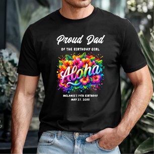 Camiseta Tropical Aloha Orgulhoso Pai da Garota de Aniversá