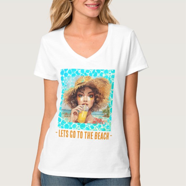 Camiseta Tropical Beach, Lets Go to The Beach T-Shirt (Frente)
