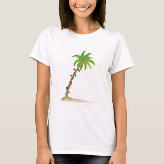 Camiseta Tropical de Cores Aquáticas de Palma de Feriado