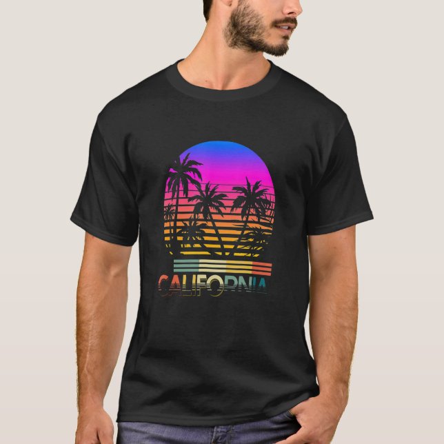 Camiseta Tropical de Verão da Califórnia em Retro Beach (Frente)