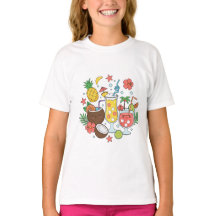 Tropical Drinks Cute Summer Cocktail Girl T-Shirt