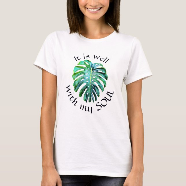 Camiseta Tropical É Bom Com a Minha Alma Monstera Moderno (Frente)