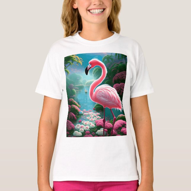 Camiseta Tropical Flamingo-70852 Elegante (Frente)