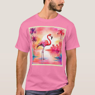 Camiseta Tropical Flamingo Art