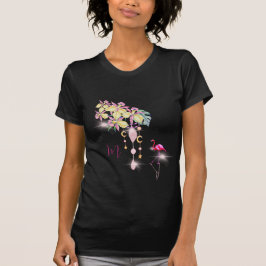 Camiseta Tropical Flamingo Floral Bonito, Monograma Rosa