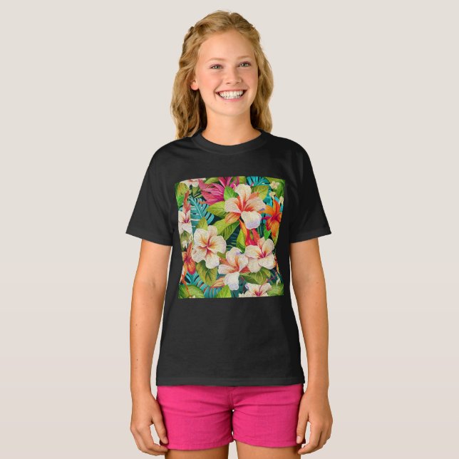 Camiseta Tropical Floral Oil Painting Style (Frente Completa)