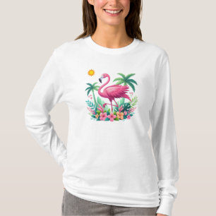 Camiseta Tropical/Flórida rosa flamingo