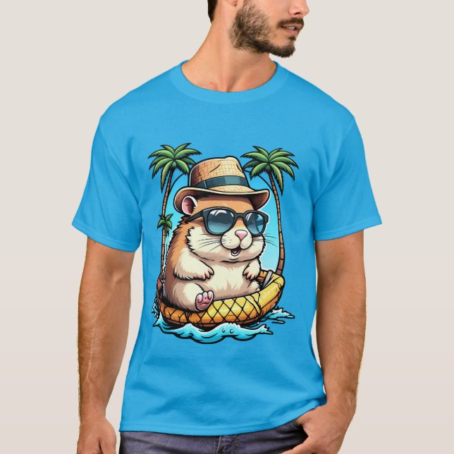 Camiseta Tropical Hamster in Pineapple Floaty Cute Summer  (Frente)