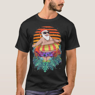 Camiseta Tropical Havaiana de Verão Engraçado Papai Noel Na
