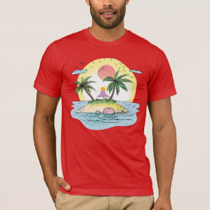 Camiseta Tropical Ilha Pôr do Sol Streetwear