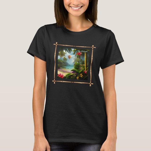 CAMISETA TROPICAL ISLAND SCENERY OCEAN BEACH ART TROPIC FLO (Frente)