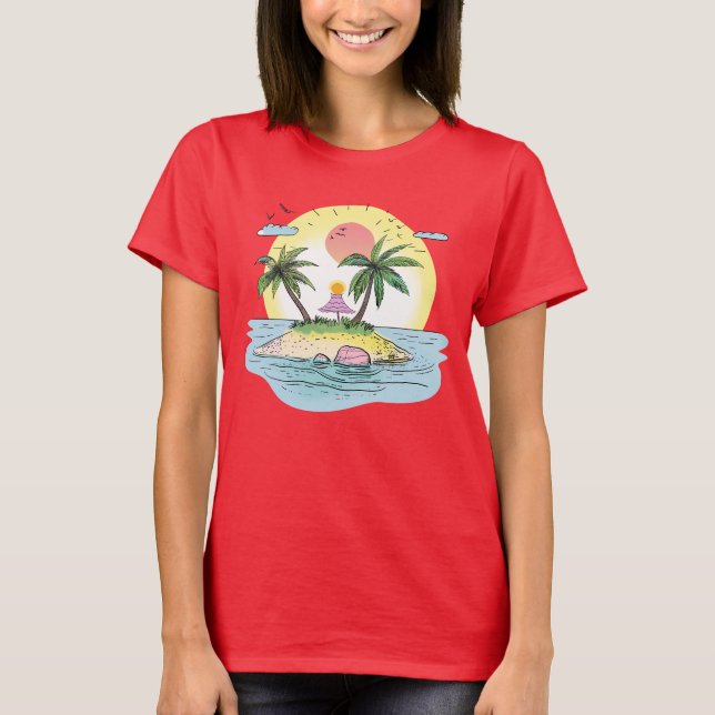 Camiseta Tropical Island Sunset Streetwear T-Shirt (Frente)