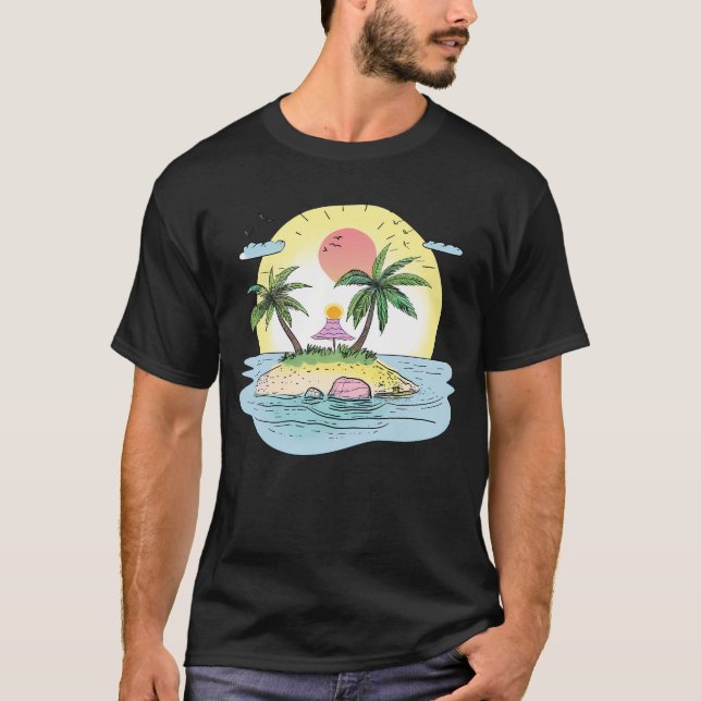 Camiseta Tropical Island Sunset Streetwear T-Shirt (Frente)