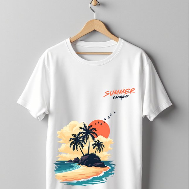 Camiseta Tropical Island Sunset Summer Escape  (Criador carregado)