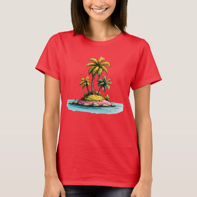 Camiseta Tropical Island Vibes Palm Tree Graphic T-Shirt (Frente)